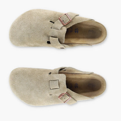 Vintage DR MARTENS Boston Suede Buckle Taupe & Rose Gold Clog Slipper Shoes (44) *Aubs Vintage Sole Melbourne