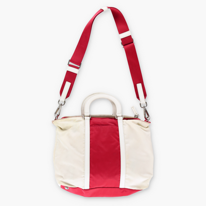 PRADA Italian Made Red & White Two-Way Nylon Bag Vintage Sole Melbourne