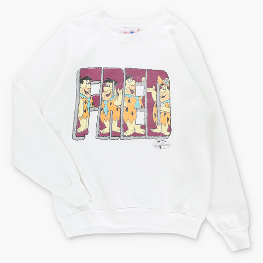 THE FLINTSTONES Vintage Fred Flintstone USA Made White Sweatshirt (L) ***COCO Vintage Sole Melbourne