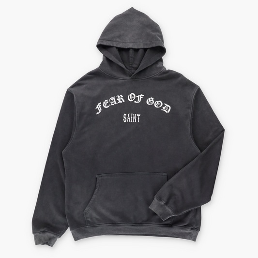 Vintage SAINT MICHAEL "Fear Of God" Crucifixion Black Hoodie Sweatshirt (L-XL) ***COCO Vintage Sole Melbourne