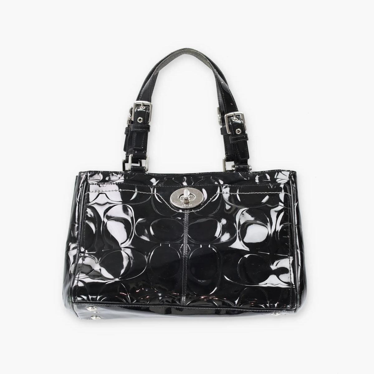 Vintage COACH 14413 Signature Embossed Patent Leather Shoulder Bag Vintage Sole Melbourne