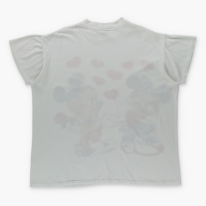 Mickey & Minnie Mouse In Love Graphic Ruched Sleeve Single Stitch T-Shirt USA Made (XL-XXL)