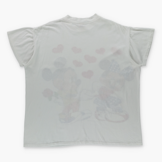 Mickey & Minnie Mouse In Love Graphic Ruched Sleeve Single Stitch T-Shirt USA Made (XL-XXL)