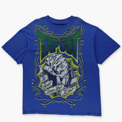 TAPOUT Y2K 'To Quit Does Not Exist' Fist Punch Graphic Blue T-Shirt (XXL)