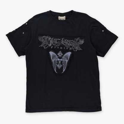 BLACK LABEL Y2K Grunge Wing Cross Hardware Black Tee (L)