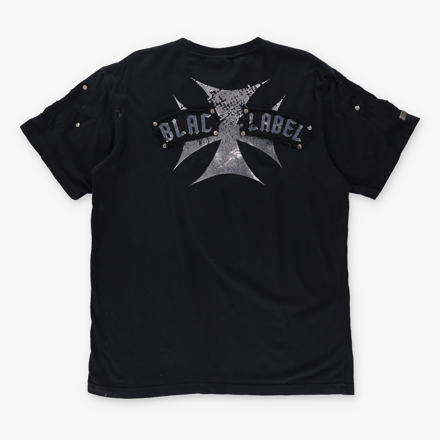 BLACK LABEL Y2K Grunge Wing Cross Hardware Black Tee (L)
