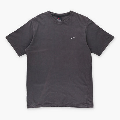 NIKE Embroidered Swoosh Logo Grey & White T-Shirt (M) - Vintage Sole Melbourne