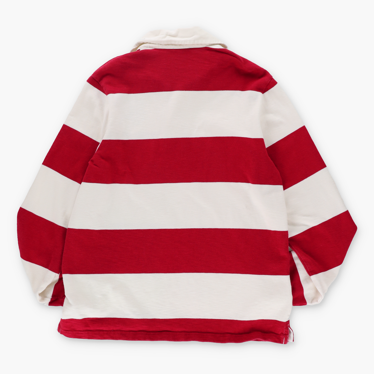 POLO RALPH LAUREN Embroidered 'R' Logo Red & White Stripe Rugby Sweatshirt (S)
