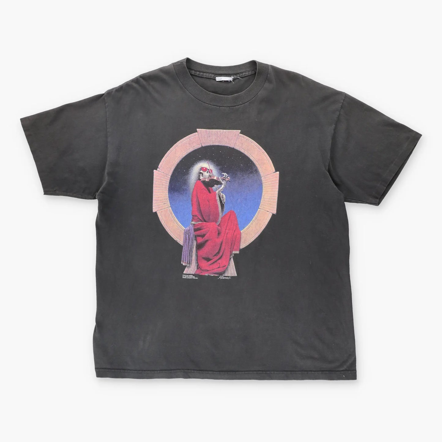 1994 THE GRATEFUL DEAD 'Blue For Allah' Album Cover Skeleton Violin Black Tee (XL) - Vintage Sole Melbourne