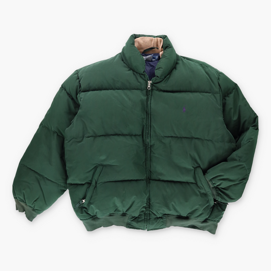 POLO RALPH LAUREN Embroidered Logo Forrest Green & Purple Puffer Jacket (XL)