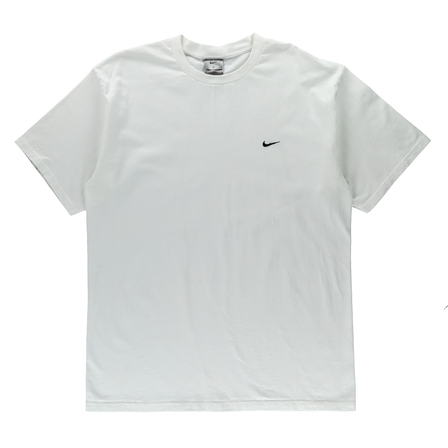 NIKE White & Black Embroidered Swoosh Logo Classic T-Shirt (L)