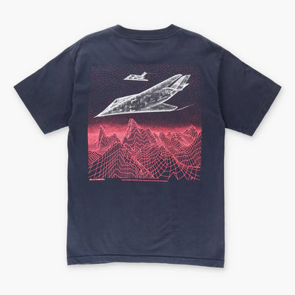 Vintage Blackbird Fighter F-117 Military Plane Front Back USA Made Tee (M-L) Vintage Sole Melbourne