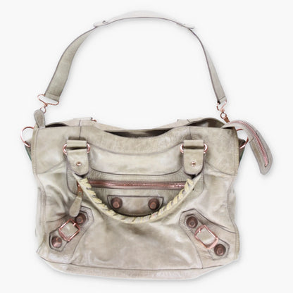 BALENCIAGA Agneau Giant Beige & Rose Gold City Bag