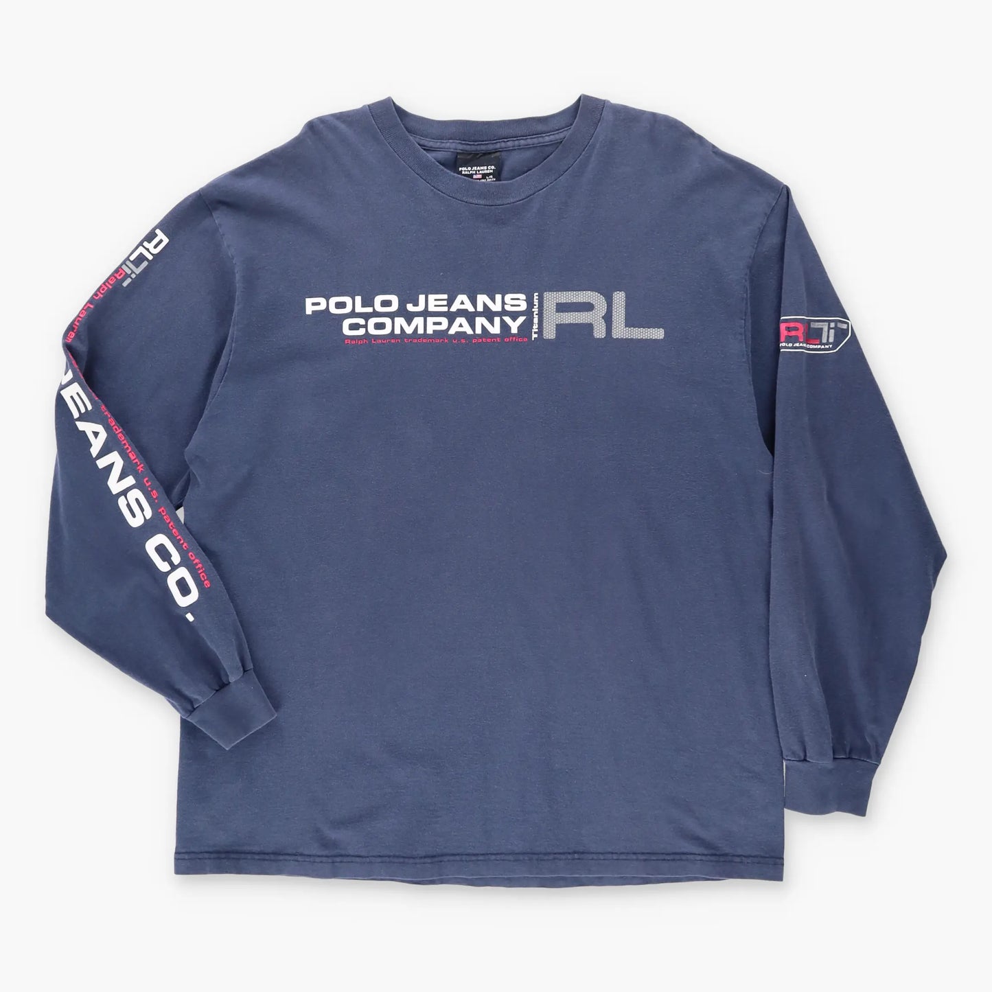 POLO JEANS RALPH LAUREN Titanium USA Made Long Sleeve Navy T-Shirt (XL) Vintage Sole Melbourne