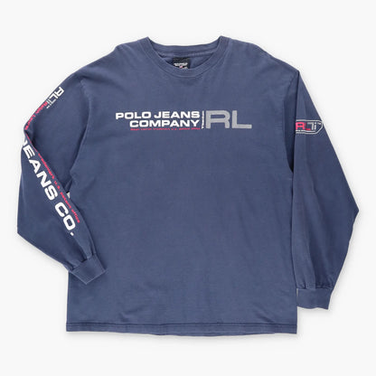 POLO JEANS RALPH LAUREN Titanium USA Made Long Sleeve Navy T-Shirt (XL) Vintage Sole Melbourne