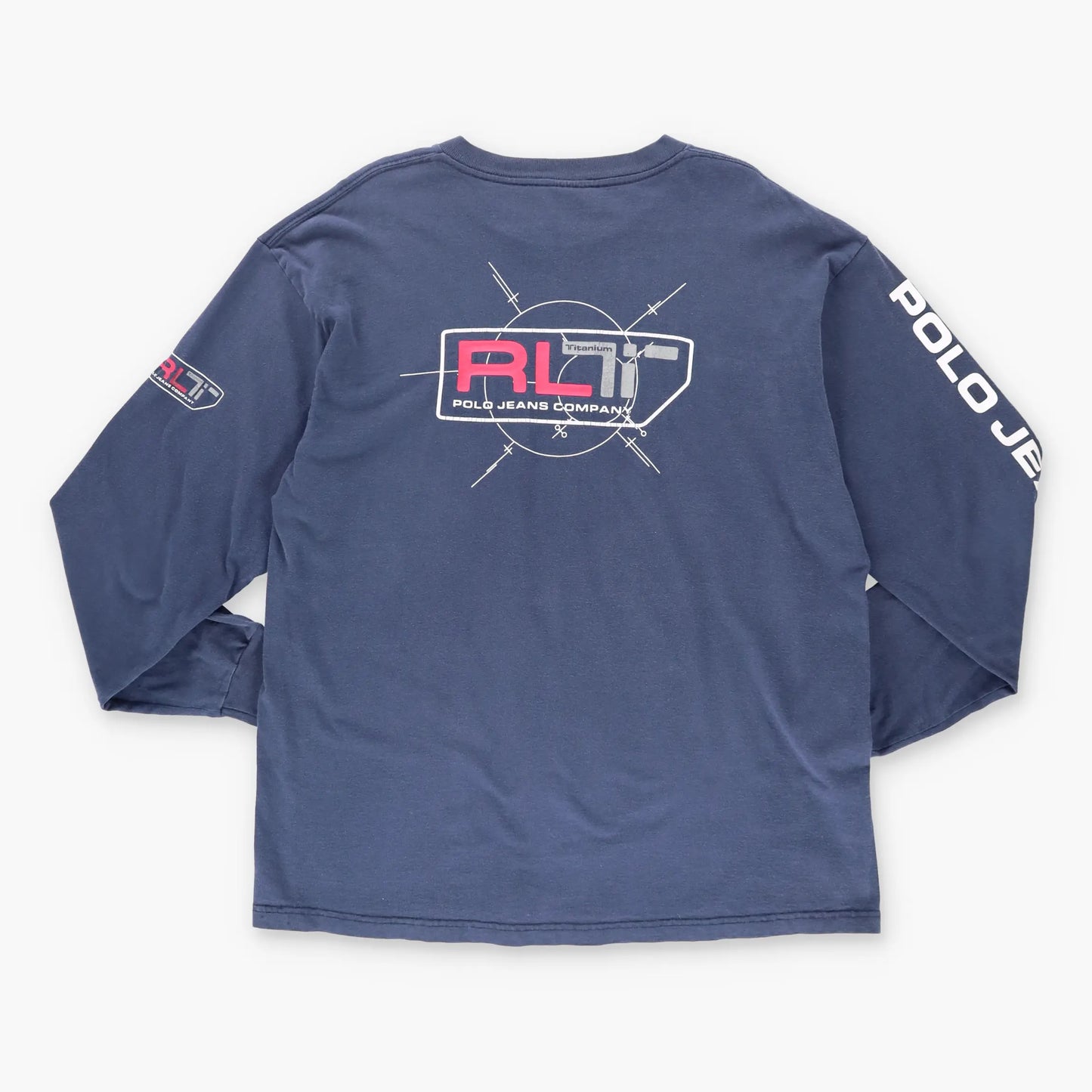 POLO JEANS RALPH LAUREN Titanium USA Made Long Sleeve Navy T-Shirt (XL) Vintage Sole Melbourne