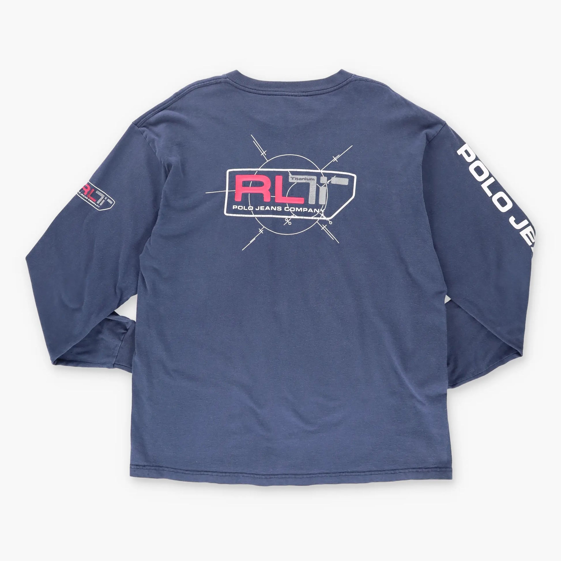POLO JEANS RALPH LAUREN Titanium USA Made Long Sleeve Navy T-Shirt (XL) Vintage Sole Melbourne