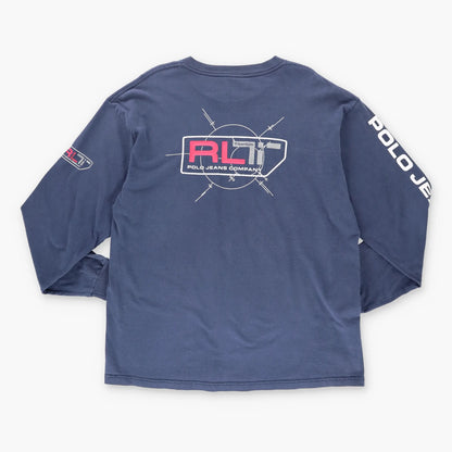 POLO JEANS RALPH LAUREN Titanium USA Made Long Sleeve Navy T-Shirt (XL) Vintage Sole Melbourne