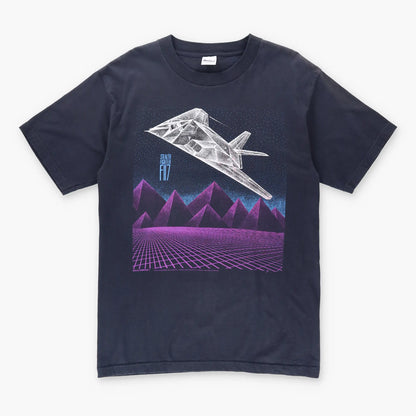 Vintage Blackbird Fighter F-117 Military Plane Front Back USA Made Tee (M-L) Vintage Sole Melbourne