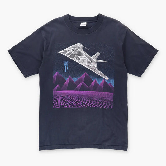 Vintage Blackbird Fighter F-117 Military Plane Front Back USA Made Tee (M-L) Vintage Sole Melbourne