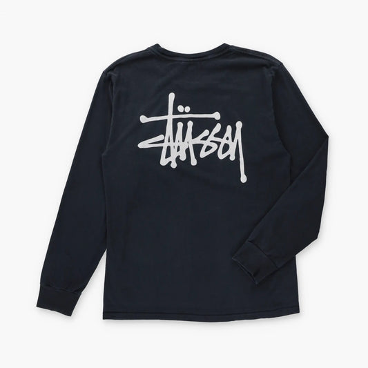 STUSSY Spell Out Logo Black & White Long Sleeve T-Shirt (S-M) ***COCO Vintage Sole Melbourne