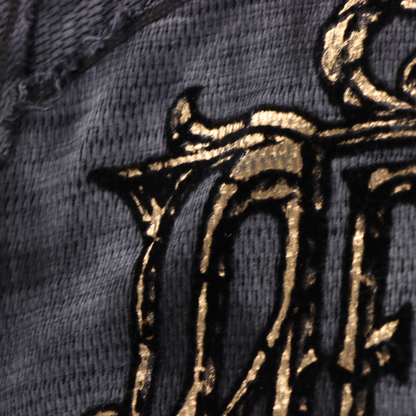 AFFLICTION Y2K Distressed Reversible Gold Letter Long Sleeve Tee (L-XL)