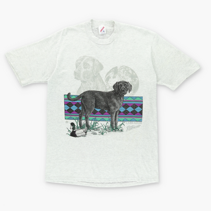 Vintage Labrador Retriever Dog Grey USA Made Graphic Tee (L-XL)