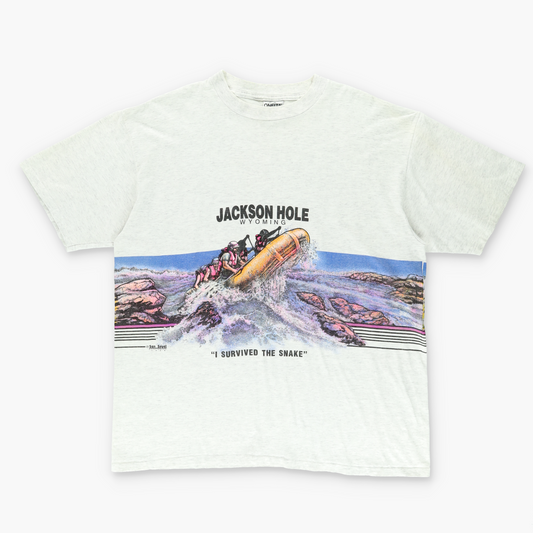 1990 Jackson Hole Wyoming "I Survived the Snake" Water Rafting Tee (XL)