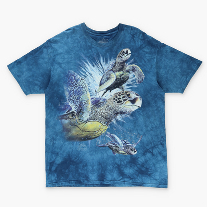THE MOUNTAIN Turtle Reef Blue USA Made Tie Dye Tee (XL)