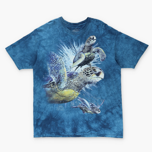THE MOUNTAIN Turtle Reef Blue USA Made Tie Dye Tee (XL)