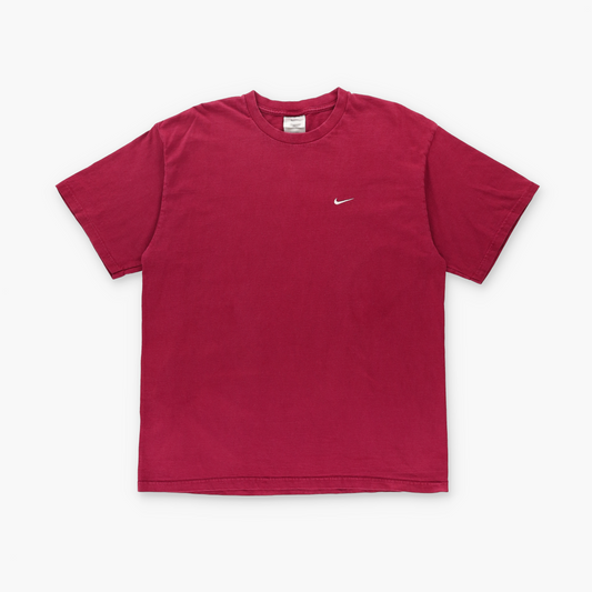 NIKE Classic Red & White Embroidered Swoosh Logo Tee (L-XL)