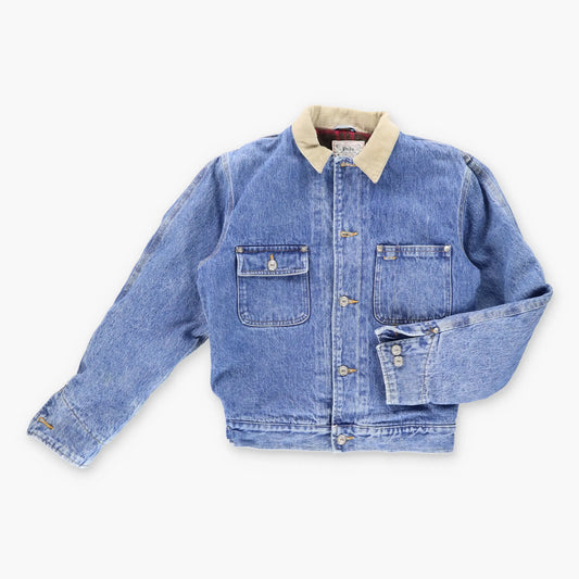 Vintage POLO RALPH LAUREN Blanket Lined Corduroy Collar Denim USA Made Jacket (XS)
