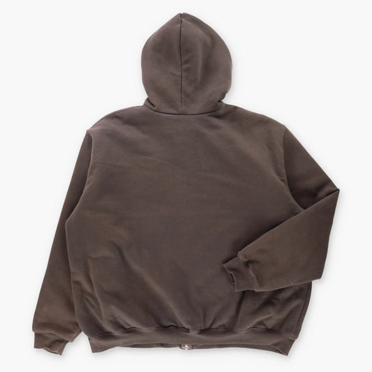 Vintage CARHARTT Quilt Lined Brown Full Zip Hoodie Sweatshirt (XXL)