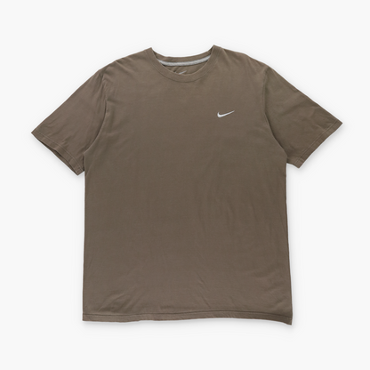 NIKE 'Regular Fit' Brown & White  Embroidered Swoosh Logo Tee (XL-XXL)