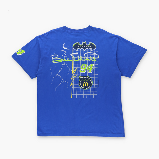 Batman Forever Bill Elliott 1995 NASCAR Blue & Neon Green USA Made Single Stitch Tee (XL)