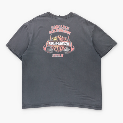 Vintage HARLEY DAVIDSON Skull Flame Black T-Shirt *Aubs Vintage Sole Melbourne