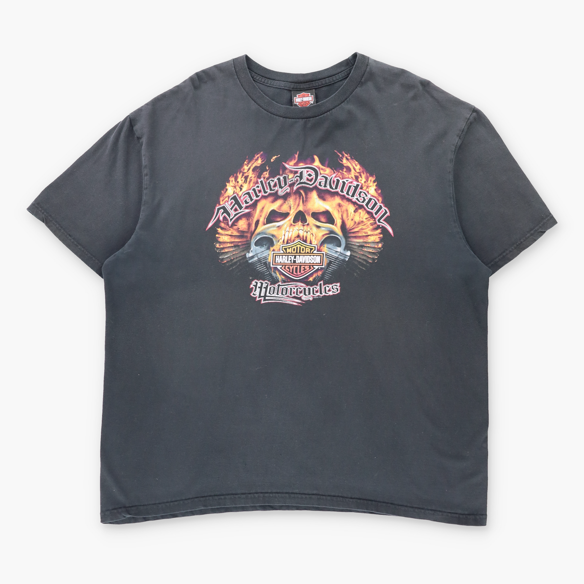 Vintage HARLEY DAVIDSON Skull Flame Black T-Shirt *Aubs Vintage Sole Melbourne