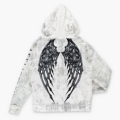 Vintage AFFLICTION Y2K White Zip Up Hooded Sweatshirt *Aubs Vintage Sole Melbourne