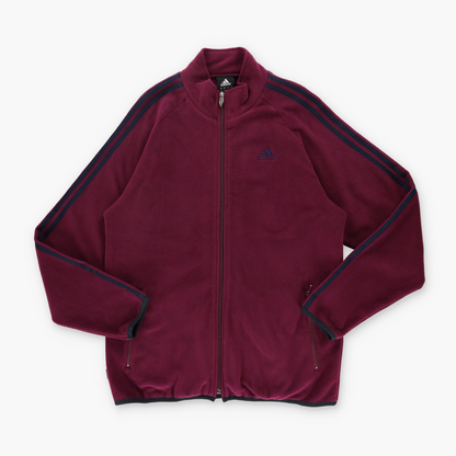 ADIDAS Embroidered Logo Fleece Maroon & Black Zip Up Jacket (M)