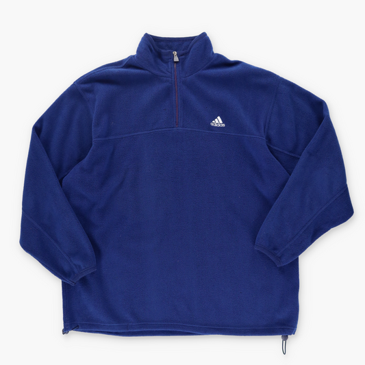 ADIDAS Embroidered Logo Navy Fleece Quarter Zip Jacket (XL-XXL)