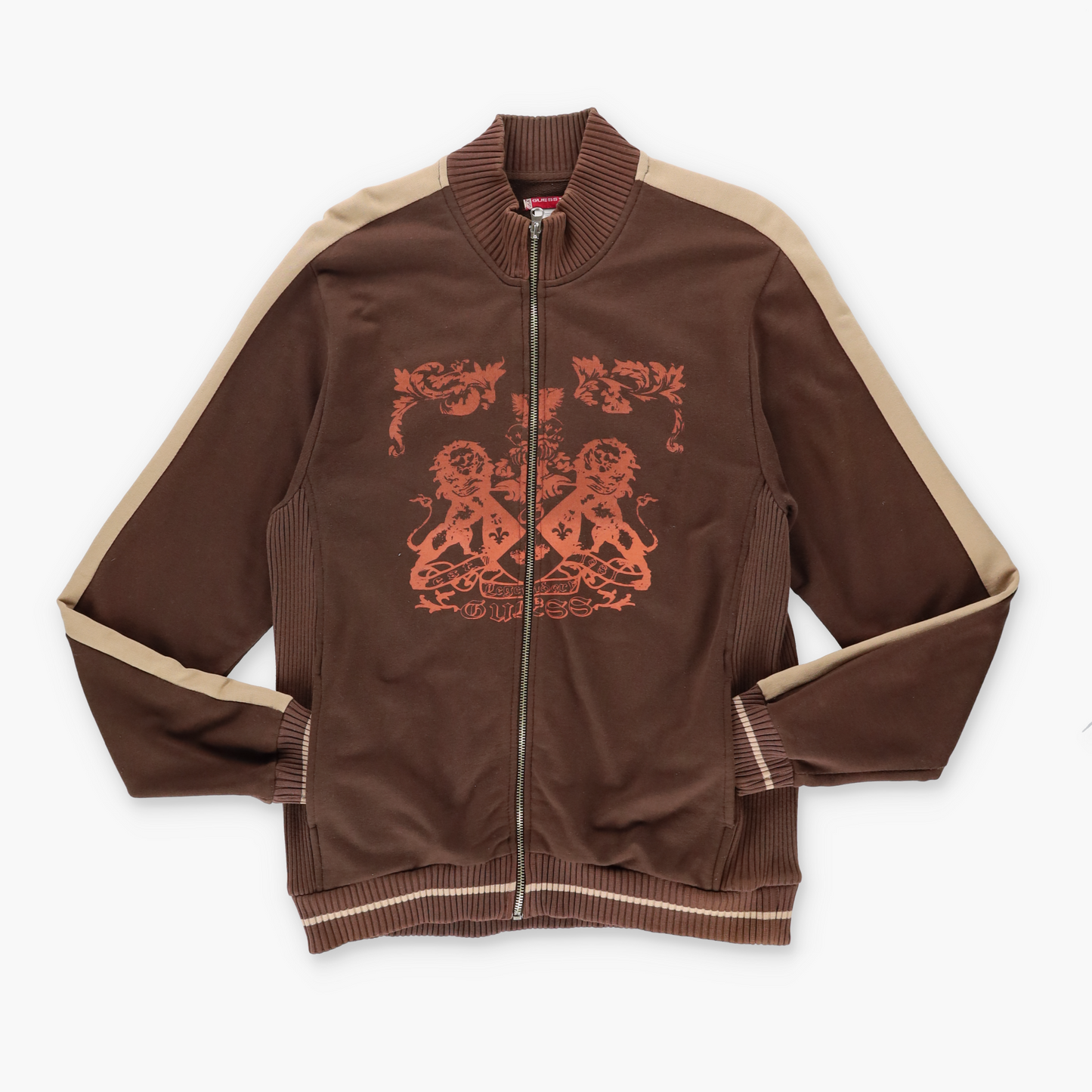 GUESS Y2K Grunge Brown Two-Tone Zip Up Jacket (M-L)