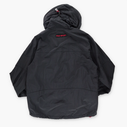 POLO RALPH LAUREN Embroidered Logo Black Hooded Windbreaker Jacket (L)