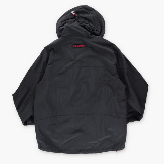 POLO RALPH LAUREN Embroidered Logo Black Hooded Windbreaker Jacket (L)
