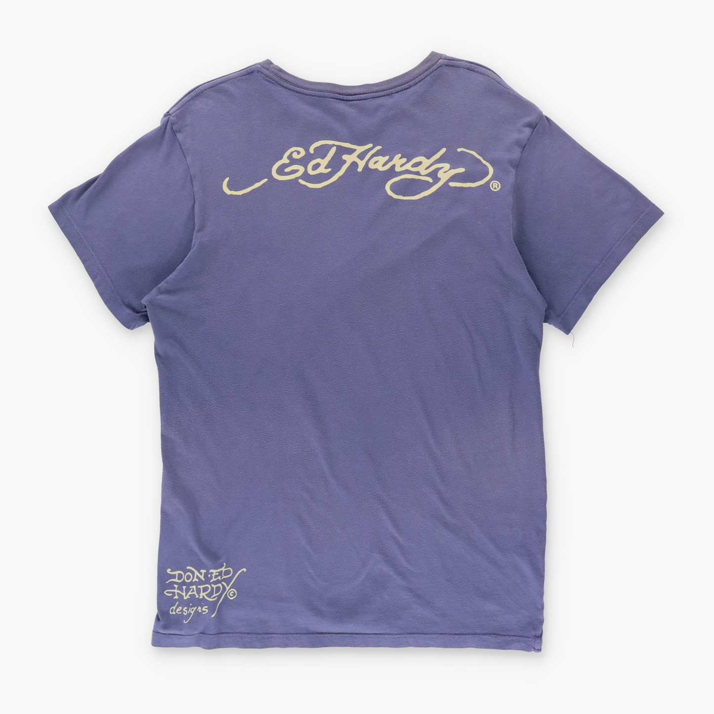 ED HARDY X CHRISTIAN AUDIGIER Y2K Embellished Snake USA Made Purple T-Shirt (L)