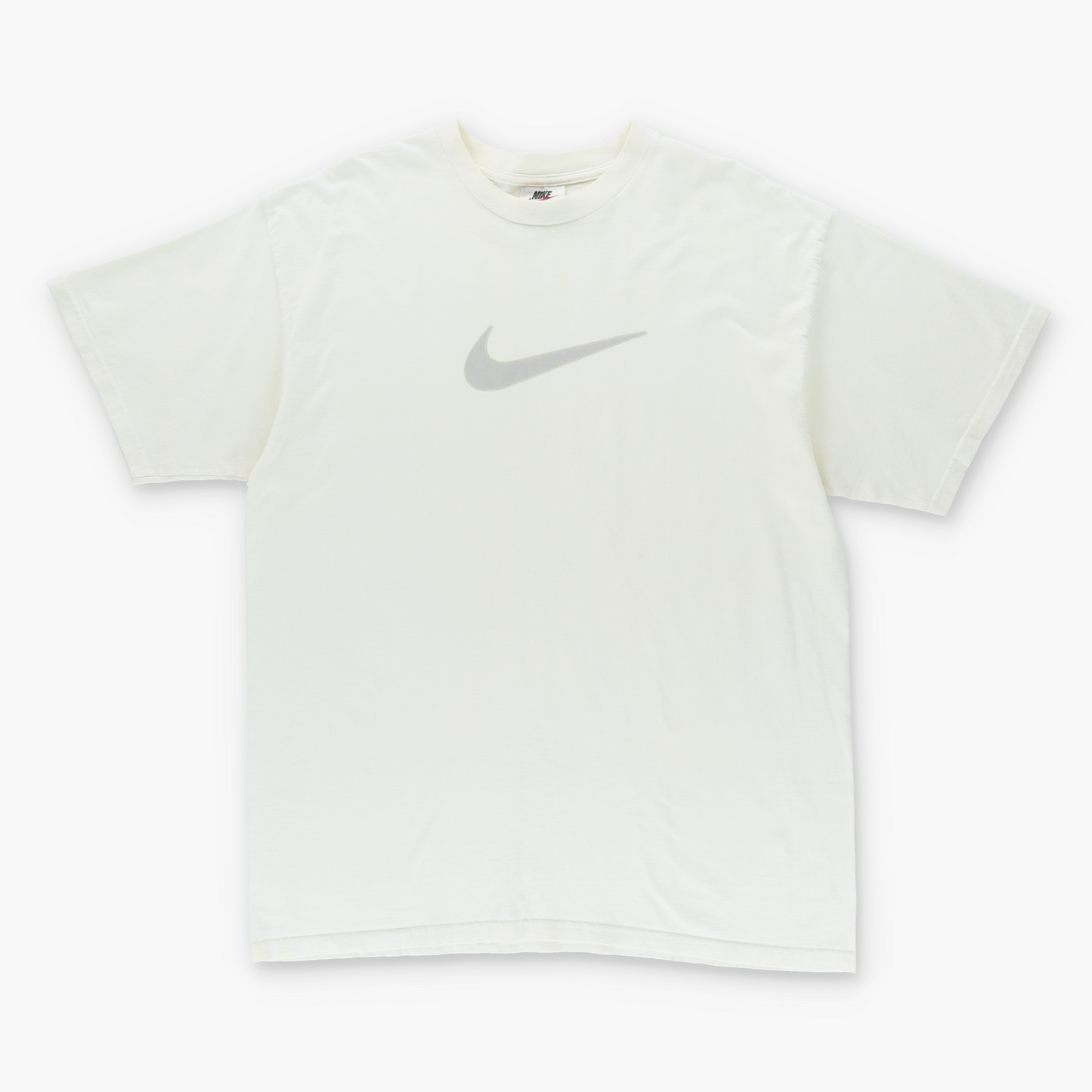NIKE Large Centre Swoosh Logo Vintage White & Grey Tee (L-XL)