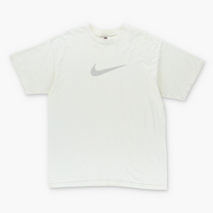 NIKE Large Centre Swoosh Logo Vintage White & Grey Tee (L-XL)