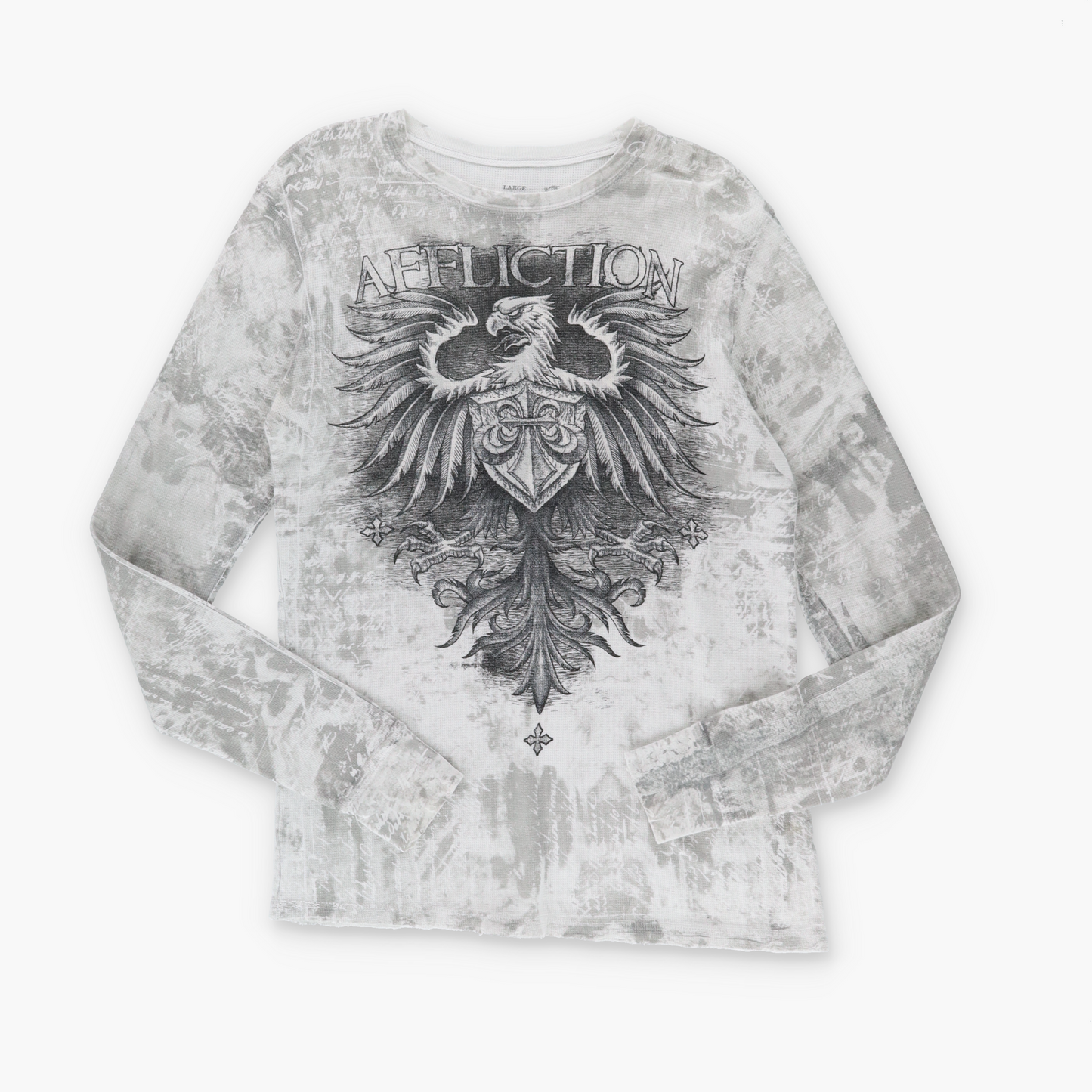 AFFLICTION Y2K Grunge USA Made Grey Long Sleeve Tee (L)