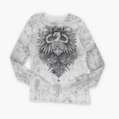 AFFLICTION Y2K Grunge USA Made Grey Long Sleeve Tee (L)