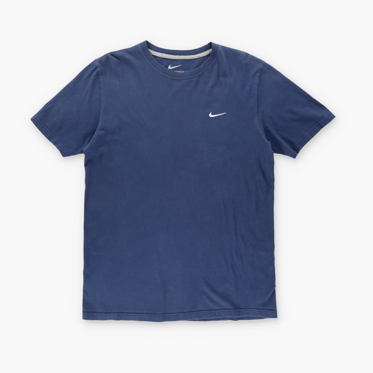 NIKE 'Standard Fit' Embroidered Swoosh  Logo Navy & White T-Shirt (L)