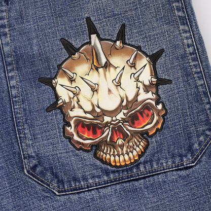 JNCO Spiked Skull Y2K Jorts Denim Shorts (32)